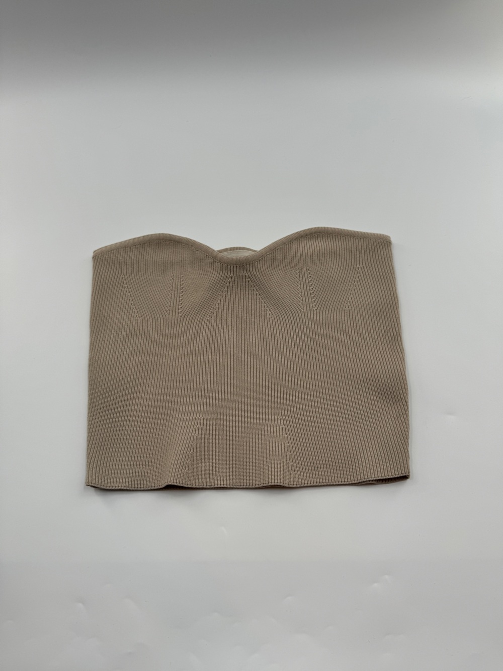 All:Row Taupe Ribbed Knit Sweetheart Tube Top Women’s Large Strapless Bustier